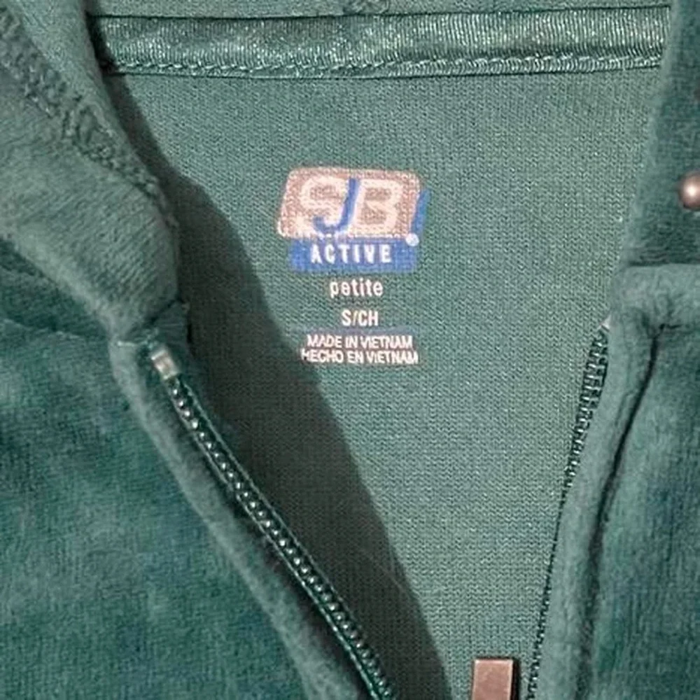 Emerald Green Velour Zip-Up Size S - Picture 2 of 4